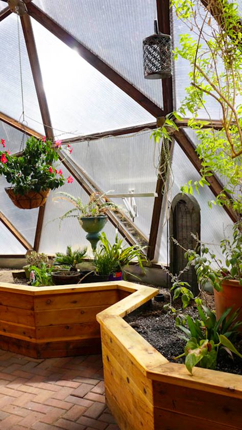 Geodome Diy, Octagon Greenhouse, Greenhouse Spa, Geodome Greenhouse, Growing Dome, Bio Dome, Building A Stone Wall, Geodesic Dome Greenhouse, Octagon House