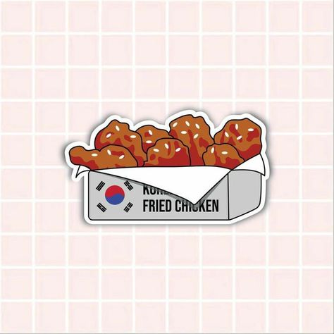 Korean Food Stickers Printable, Korean Food Drawing, Fried Chicken Sticker, Korean Food Stickers, Cute Chicken Drawing Kawaii, Chicken Drawing Cute, Cute Chicken Cartoon, Cute Chicken Drawing, Asian Stickers