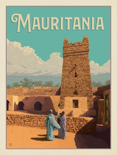 Islamic Republic of Mauritania Dragon And Tiger, Africa Vintage, Desert Beauty, Wilderness Explorer, Wanderlust Decor, Anderson Design Group, Afrique Art, Tourism Poster, Retro Artwork