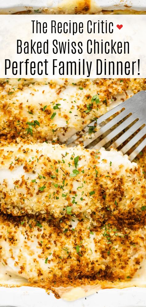 Baked Swiss Chicken, Chicken With Swiss Cheese Recipes, Chicken Swiss Bake, Chicken And Swiss Cheese Recipes, Chicken Swiss Cheese, Creamy Swiss Chicken, Swiss Cheese Chicken, Swiss Cheese Sauce, Swiss Cheese Recipes