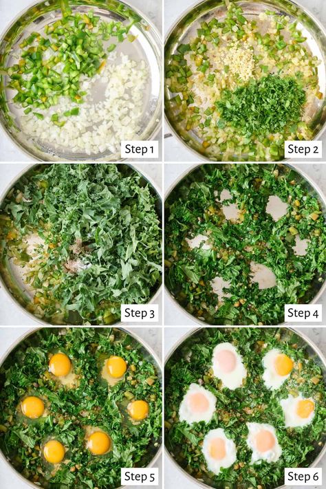 Green Shakshuka Green Shakshuka Recipe, Shakshuka Green, Kale Shakshuka, Traditional Shakshuka Recipe, Green Shakshuka, Eastern Recipe, Shakshuka Recipe, Green Leafy Vegetables, Malabar Spinach