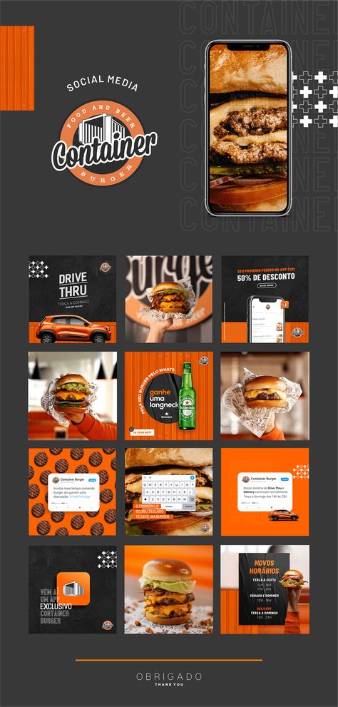 Instagram Design Layout, Restaurant Social Media, Social Media Branding Design, Social Media Advertising Design, Building Information Modeling, 광고 디자인, Burger Restaurant, Food Branding, Food Advertising