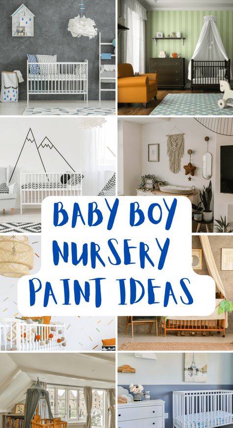 Best Paint Colors For Nursery, Easy Nursery Paint Ideas, Nursery Color Palette Boy, Boy Nursery Color Scheme, Nursery Paint Ideas, Boys Bedroom Color Schemes, Nursery Room Colors, Boys Room Colors, Boys Bedroom Colors