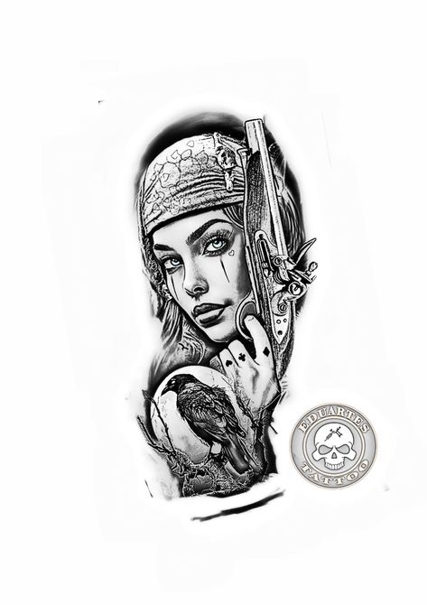 Pirate Queen Tattoo, Female Pirate Tattoo, Pirate Girl Tattoos, Pirate Women, Fake Skin Tattoo, Female Pirate, Jack Tattoo, Face Tattoos For Women, Skin Tattoo