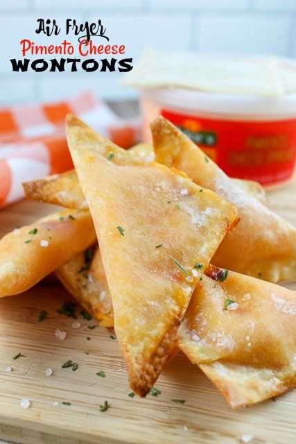 Pimento Cheese Wontons, Wonton Appetizers, Recipe Air Fryer, Cheese Wontons, Fried Wontons, Cooks Air Fryer, Wonton Wrappers, Wontons, Pimento Cheese