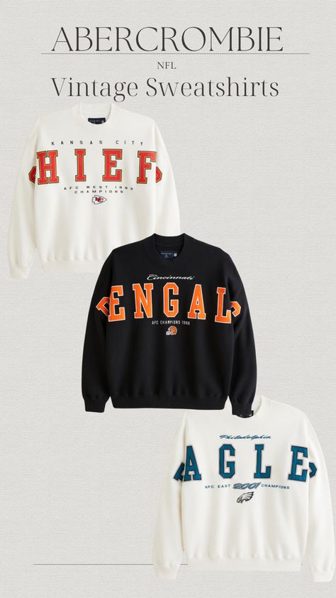 How cute are these new Abercrombie NFL sweatshirts! I can’t wait until they add more teams! #nfl #nflteam #kansascitychiefs #eagles #bengals #bills Follow my shop @Lo_Novi1 on the @shop.LTK app to shop this post and get my exclusive app-only content! #liketkit #LTKSeasonal #LTKGiftGuide #LTKHoliday @shop.ltk https://liketk.it/4rxiK Eagles Sweatshirt, Nfl Sweatshirt, Philadelphia Eagles, Nfl Teams, Kansas City Chiefs, Eagles, Philadelphia, Nfl, Lifestyle