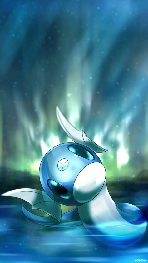 Day 421 - Miniryu | ミニリュウ | DratiniIt is said that Miniryu was born under the aurora borealis. Its horn stores power as an internal jewel, and it bursts forth upo... Water Iphone Wallpaper, Dratini Pokemon, 3d Pokemon, Pokemon Backgrounds, Mega Pokemon, Hxh Characters, Pokemon Images, Pokémon Master, Cute Pokemon Wallpaper