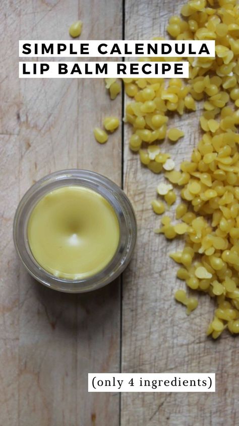 An overhead shot of homemade calendula lip balm on a wooden cutting board next to beeswax pellets. Linen Spray Recipe, Healing Lip Balm, Coconut Sugar Scrub, Lip Balm Recipe, Balm Recipe, Foraging Recipes, Lip Balm Containers, Lip Balm Recipes, Homemade Tea