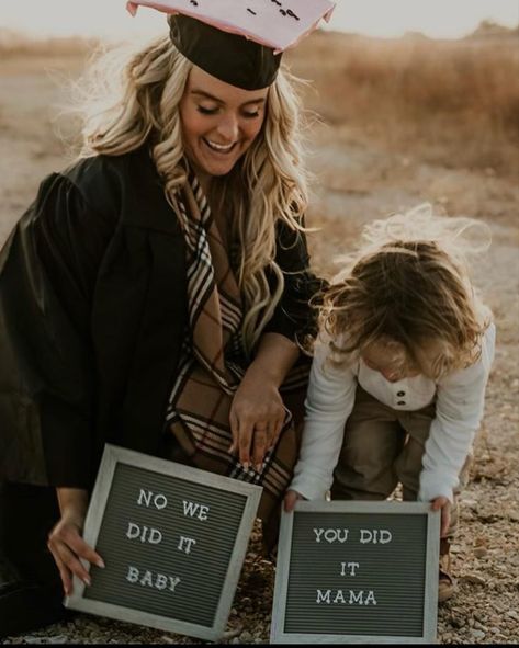 Mom Graduates College Pictures, Graduation Pictures Mom And Daughter, Mommy And Me Graduation Photo Shoot, Mom And Son Graduation Pictures, Ma Graduation Pictures, Phd Graduation Photoshoot, Single Mom Graduation Pictures, Nurse Graduation Pictures With Kids, Lpn Pictures