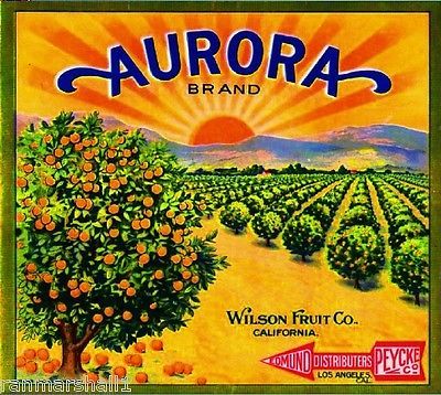 Los Angeles California Aurora #2 Orange Citrus Fruit Crate Label Art Print Call Snacks, Fruit Advertisement, Orange Crate Labels, Packing Labels, Vintage Fruit Crate Label, Vegetable Crate Labels, Fruit Labels, Fruit Crate Label, Vegetable Crates