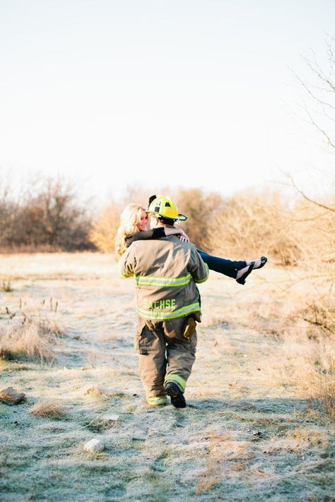 Firefighter Winter Engagement Photo By Tucker Images. Arbor Hills Nature Preserve, Plano, Tx. Meridith and Zane. Firefighter Relationship Goals, Fire Fighter Engagement Photos, Firefighter Couple Pictures, Firefighter Wedding Photos, Firefighter Engagement Pictures, Firefighter Couple, Firefighter Engagement, Firefighter Life, Couple Winter