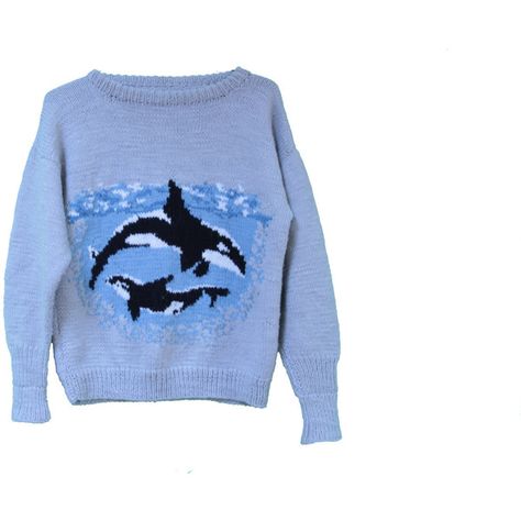 Orca Whale Sweater Kawaii Animal Print, Killer Whale, Free Willy... ($75) ❤ liked on Polyvore featuring tops, sweaters, vintage tops, vintage sweater, animal print sweater, blue sweater ve animal print tops Whale Sweater, Cool Jumpers, Free Willy, Animal Print Tops, Aesthetic Sweaters, Animal Print Sweater, Orca Whale, Orca Whales, Killer Whale