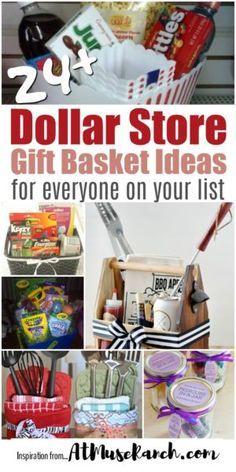 Dollar Store Gift Basket Ideas - You’ll never run out of ideas of what to give this roundup of dollar store gift baskets. There is something for everyone and every occasion. Dollar Store Gift Baskets, Dollar Store Gift Basket Ideas, Dollar Store Gifts, Dollar Tree Gifts, Raffle Basket, Raffle Baskets, Christmas Gift Basket Ideas, Themed Gift Baskets, Diy Gift Baskets