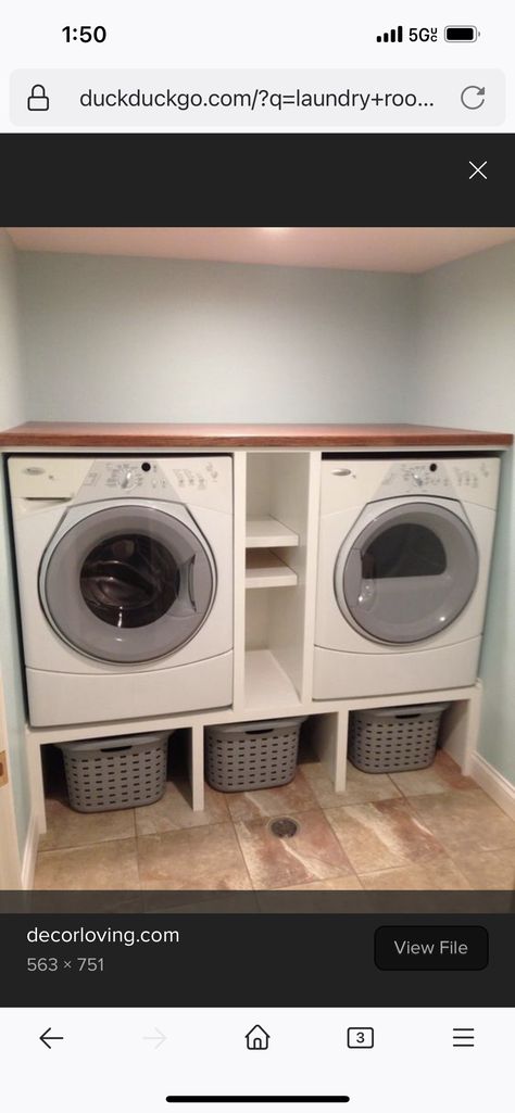 Built In Laundry Pedestal, Platform Washer And Dryer, Washer And Dryer Storage, Laundry Room Design Pedestal, Washer Dryer Platform Ideas, Diy Washer Pedestal, Laundry Pedestal Diy Plans, Washer And Dryer Closet Ideas, Washer And Dryer On Pedestal