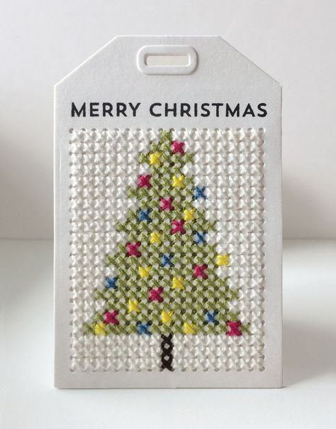 Mft Cross Stitch Patterns, Cross Stitch Tags Patterns, Cross Stitch Christmas Gift Tags, Cross Stitch Christmas Tags, Cross Stitch Christmas Tree Ornaments, Christmas Tree Cross Stitch Pattern Free, Mft Cross Stitch Tag, Perforated Paper Cross Stitch Patterns, Cross Stitch Gift Tags