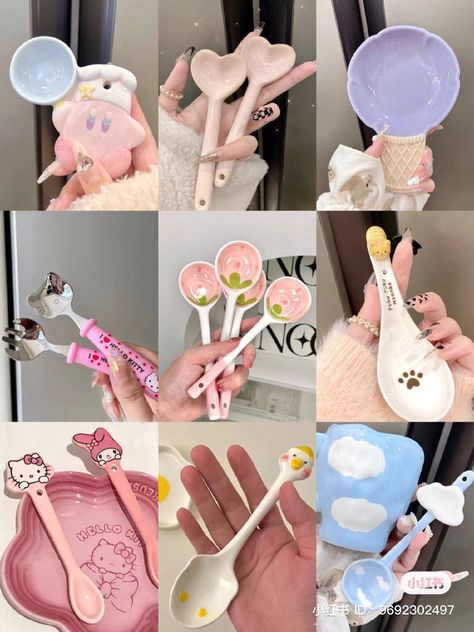 Aesthetic Spoon, Clay Spoon, Diy Resin Phone Case, Decorative Bowls And Plates, Kawaii Cooking, Cerámica Ideas, Tanah Liat, Pretty Mugs, Clay Crafts Air Dry