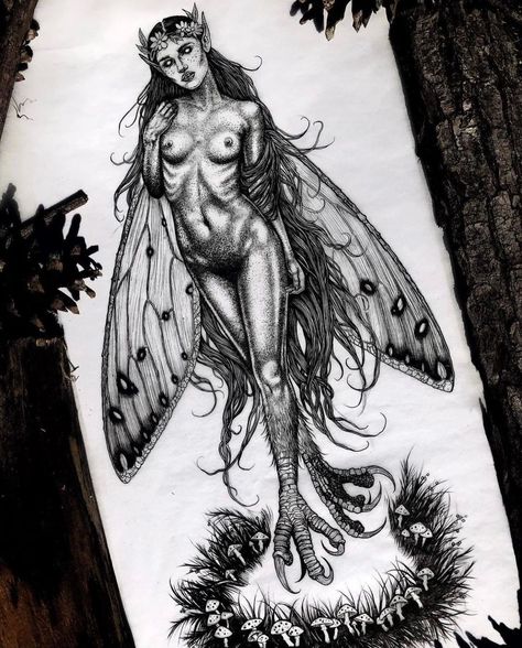 Dark Fairy Tattoo, Arm Tattoos Drawing, Fairy Tattoo Designs, Dark Tree, Creepy Tattoos, Dark World, Candy Art, Fairy Tattoo, Inked Magazine