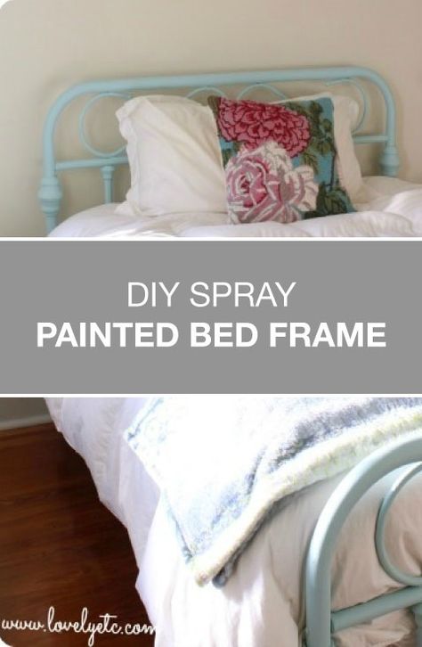 Blue Metal Bed Frame, Spray Paint Iron Bed Frame, Painted Metal Headboard, Spray Paint Bed Frame, Painted Metal Bed Frame, How To Paint A Metal Bed Frame, Repaint Metal Bed Frame, Paint Metal Bed Frame, Brass Bed Makeover