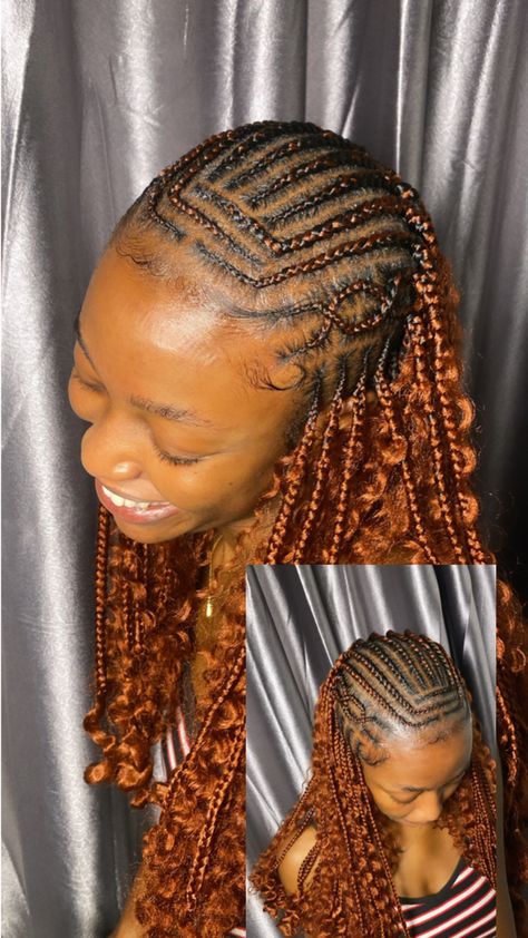 Half weaving and braids in ginger color Ginger Fulani Braids, Fulani Boho Braids, Fulani Braids, Boho Braids, Ginger Hair, Braided Hairstyles, Ginger, Braids, Hair Styles