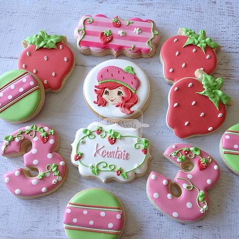 NatSweets Cookies Custom Cookies Santee CA | Birthday - Kids Strawberry Shortcake Birthday Cake, Sweet Baby Shower Ideas, Strawberry Shortcake Cookies, Strawberry Birthday Cake, Strawberry Shortcake Birthday, Strawberry Shortcake Cake, Strawberry Shortcake Characters, Strawberry Shortcake Party, Cookie Videos