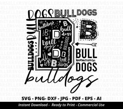 "Bulldogs SVG,Bulldogs Mascot svg,Bulldogs Football svg,Bulldogs Typography svg,Bulldogs Shirt svg,Bulldogs Cheer svg,School Spirit,Cricut It is a great design that you can use with different designs or alone as much as you want. Easily transfer a t-shirt by printing an iron on transfer paper, which you can buy at any product creation store. Print your own stickers or t-shirt! Or cut it with your cutter! You can print on an iron during the transfer to make a super cute t-shirt! Make these cute s Bulldogs Cheer, Bulldogs Svg, Bulldogs Shirt, Bulldog Svg, Bulldog Mascot, Cheer Svg, Bulldogs Football, Bulldog Shirt, Spirit Shirts