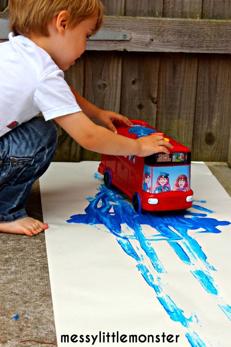 Wheels On The Bus Activities, Transportation Activities For Toddlers, Transportation Theme Activities, Bus Activities, Bus Painting, School Bus Crafts, Playdate Ideas, Nursery Rhyme Art, Transportation Preschool Activities