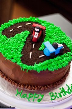 Chocolate Birthday Cake Decoration, Cake Car, Construction Birthday Cake, Toddler Birthday Cakes, Butter Cream Frosting, Eggless Chocolate Cake, Cars Birthday Cake, 4th Birthday Cakes, Chocolate Mocha