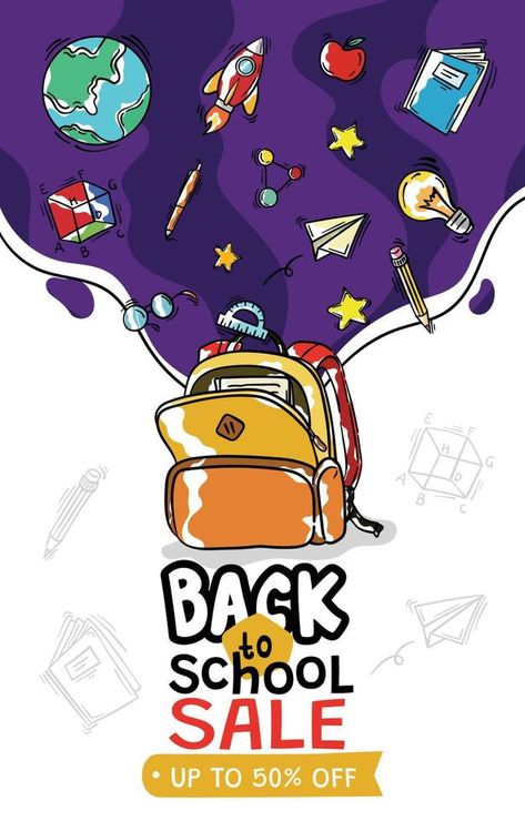 Back to School Sale Poster with Doodle School Supply for Promotion or Education Related School Campaign Posters, Back To School Sale, Campaign Posters, School Supply, Back To School Sales, Vector Drawing, School Supplies, Sale Poster, Vector Art