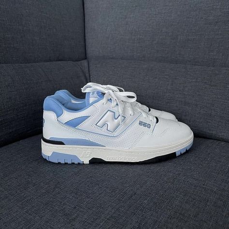 Blue 550 New Balance, New Balance 550 White Blue, Blue And White New Balance, New Balance Shoes Blue And White, New Balance Blue Sneakers For Streetwear, Pretty Shoes Sneakers, New Balance Shoes, Fresh Shoes, Aesthetic Shoes