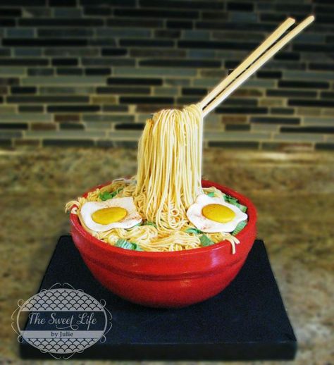 Ramen Noodle Cake, Noodle Cake, Hamburger Cake, Anti Gravity Cake, Asian Cake, Gravity Defying Cake, Realistic Cakes, Gravity Cake, Cake Cookie