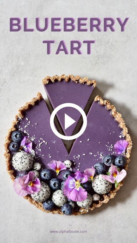 No Bake Vegan No-Bake Earl Grey Blueberry Tart - Alphafoodie [Video] | Recipe [Video] | Blueberry tart, Blueberry tart recipe, Tart baking Cakes For Special Occasions, Tart Recept, Tart Decorating Ideas, No Bake Tarts, Tart Recipes Dessert, Blueberry Earl Grey, No Bake Tart, Berries Tart, Blueberry Tart Recipe