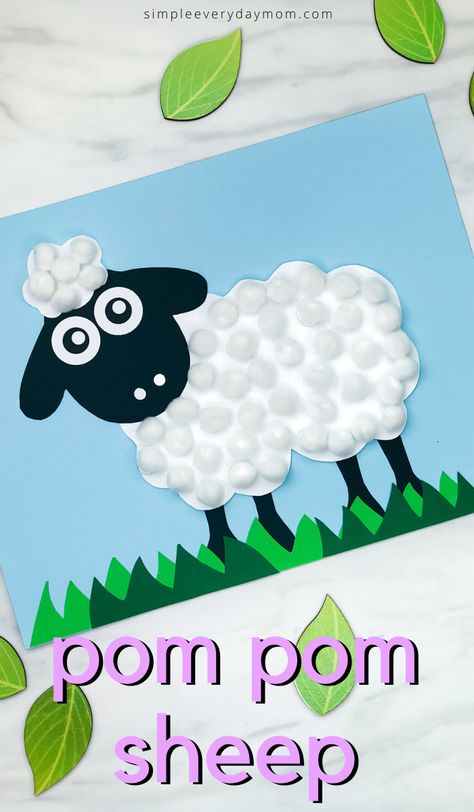 Make this cute pom pom lamb craft for kids. It's great for in like a lion, out like a lamb themes or Mary Had a Little Lamb crafts. Download the free printable template and make at home with your children.   #simpleeverydaymom #lambcrafts #sheepcrafts #kidscrafts #craftsforkids #eastercrafts #animalcrafts Cotton Craft, Passover Lamb Craft, Cotton Craft Ideas, Lamb Craft Preschool, Sheep Crafts Preschool, Lamb Crafts For Kids, Lamb Template Free Printable, Mary Had A Little Lamb Craft Preschool, Mary Had A Little Lamb Craft