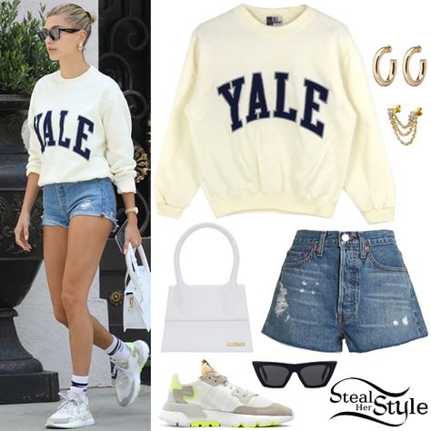 Varsity Sweatshirt Outfit, Yale Sweatshirt Outfit, Nite Jogger, Kaia Gerber Style, Look Adidas, Spring Trends Outfits, Vans Outfit, Joggers Outfit, Sweatshirt Outfit