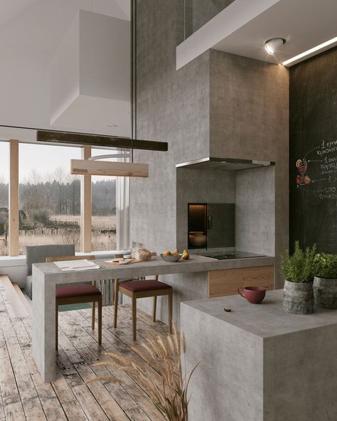 Cool Concrete Kitchen Design Inspiration Pictures Concrete Kitchen Island, Concrete Countertops White, Concrete Countertops Kitchen, Concrete Kitchen, Interiors Dream, Creative Home Decor, Minimalist Home Decor, Affordable Home Decor, Rooms Home Decor