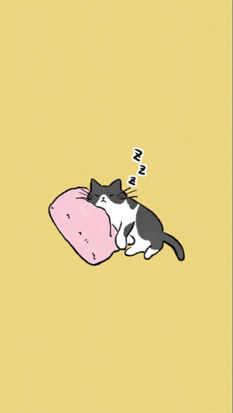 Cute Sleepy Wallpaper, Sleepy Wallpaper Aesthetic, Sleepy Aesthetic Wallpaper, Sleepy Cat Wallpaper, Sleepy Cat Aesthetic, Sleepy Wallpaper, Sleep Motivation, Cat Illust, Wallpaper Aesthetic Cute