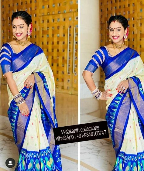 WhatsApp no : 9346105747 Pritha Hari, Traditional Saree Blouse Designs, Latest Saree Blouse, South Indian Bride Saree, Bride Saree, Blouse Works, Lakshmi Devi, Blouse Designs Catalogue, Pattu Saree Blouse Designs