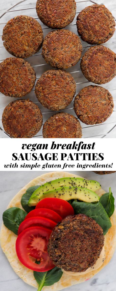 These vegan sausage patties with apple, molasses and lentils are the absolute BEST addition to your weekend breakfast board. This vegan breakfast sausage patties recipe is 100% gluten free, egg free and packed with fibre! #glutenfreerecipes #veganbreakfast #breakfastsausage Oatmeal Sausage Patties, Gluten Free Vegan Sausage, Vegan Lentil Sausage Patties, Vegan Lentil Breakfast, Meatless Patty Recipes, Vegan Lentil Sausage, Lentil Breakfast Sausage, Black Bean Sausage Patties, Vegan Breakfast Sausage Patties