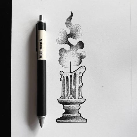 Candle Light. Stippling Tiny Ink Drawings. Click the image, for more art from bloopdots. Pointism Art, Candle Ink Drawing, Stipling Drawings, Stipling Ideas, Stippling Drawing Ideas, Stippling Art Ideas, Candle Drawing Art, Candle Art Drawing, Ink Art Ideas