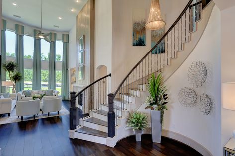 Homestay Ideas, Trailing Lantana, Westin Homes, Luxury Staircase, Backyard Shade, Stairway Design, Staircase Decor, Dream Kitchens Design, Open Concept Living Room