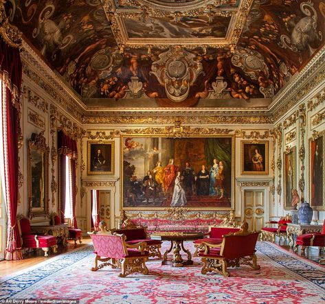 The ornately decorated reception room at Wilton House in Wiltshire (above) also features i... English Interior Design, Wilton House, Baroque Interior, Architecture Baroque, Historical Interior, English Houses, Country Estates, Victorian Style Homes, English Interior