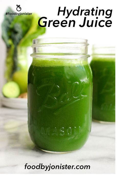 Hydrating Green Juice with Blender and Juicer instructions | #foodbyjonister Green Fruits And Vegetables, Green Juice Recipes, Pressed Juice, Juice Cleanse, Green Smoothie Recipes, Detox Juice, Healthy Juices, Infused Water, Green Juice