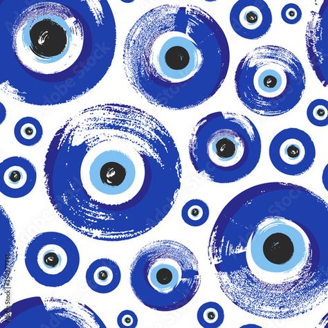 Stock Image: Seamless Pattern with hand drawn Turkish eye. Symbol of protection Turkey, Greece, Cyprus, Crete. Background with magic items, attributes. Amulet - blue Turkish Fatima's Eye. Greek Evil Eye Tattoo, Eye Clothes, Evil Eye Tattoo, Marble Iphone Wallpaper, Symbol Of Protection, Turkish Eye, Magic Items, Eyes Wallpaper, Eye Symbol