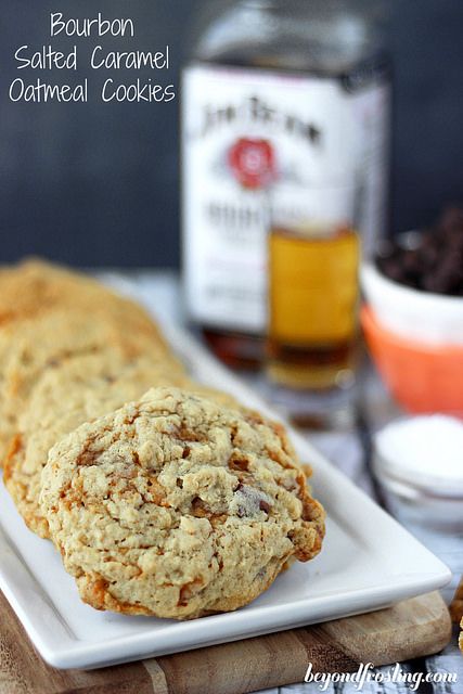 Bourbon Salted Caramel Oatmeal Cookies | beyondfrosting.com | #bourbon #saltedcaramel by Beyond Frosting, via Flickr Caramel Oatmeal Cookies, Salted Caramel Oatmeal, Bourbon Salted Caramel, Soft Chewy Oatmeal Cookies, Bourbon Cookies, Caramel Oatmeal, Beyond Frosting, Salted Caramel Hot Chocolate, Hot Chocolate Cookies