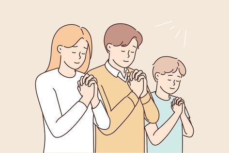 Parents With Child, Prayer Clipart, Christian Illustration, Children Praying, Jesus Praying, Family Worship, Prayer For Family, Family Illustration, Praying To God