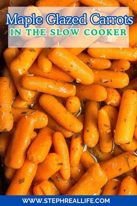 Crocktober Recipes, Crockpot Glazed Carrots, Crockpot Carrots, Carrot Recipes Side Dishes, Thanksgiving Vegetable Sides, Thanksgiving Crockpot Recipes, Crockpot Side Dishes, Carrots Side Dish, Maple Glazed Carrots