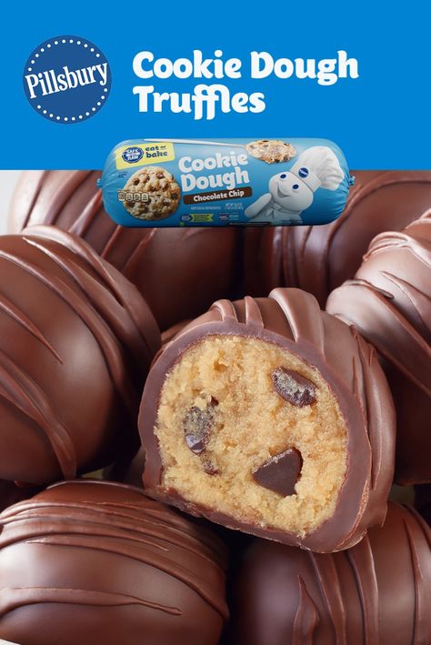 Pillsbury Cookie Dough Truffles No Bake, Pillsbury Cookie Dough Truffles, Recipe With Cookie Dough, Eating Cookie, Cookie Dough Recipe, Cookie Dough Truffles, Cookie Dough Bites, Tasty Baking, Thanksgiving Desserts