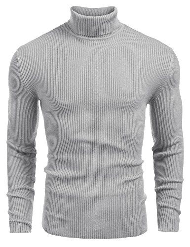 COOFANDY Mens Ribbed Slim Fit Knitted Pullover Turtleneck Sweater Casual Turtleneck, Mens Turtleneck, Thermal Sweater, Turtleneck Pullover, Fitted Turtleneck, Men's Casual Style, Stylish Sweaters, Sweater Grey, Sweater Brands