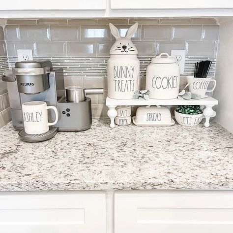 "A quality handcrafted piece to complement your Rae Dunn, Coffee, and other farmhouse decor.  Perfect for adding height to your decor displays.  Would make a great table centerpiece or even added to the kitchen counter.   This riser was painted in white with a smooth matte finish. Measures 20\" long, 7.5\" wide, and 5\" tall.  Natural wood imperfections will exist and no 2 pieces of wood are the same.  Some may have more/less woodgrain or knots.   I am not responsible for lost or stolen packages Black Farmhouse Kitchen Decor, Kitchen Counter Tray Decor, Shelf Decor Bathroom, Apartment Kitchen Decorating, Bathroom Decor Countertop, Display Shelves Decor, Diy Kitchen Hacks, Kitchen Sink Decor, Kitchen Design Countertops