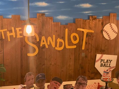 Built a fence and cut out the letters from plywood. Used paper roll from hobby lobby for the sky. Tons of other details. Sandlot Parade Float, Sandlot Birthday, Sandlot, Building A Fence, Parade Float, The Sandlot, Fall Ideas, Paper Roll, Hobby Lobby