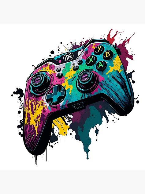 "Colorful Xbox Controller - AI Generated" Art Print for Sale by Manos Ch | Redbubble Gamer Stickers Printable, Control Xbox Dibujo, Stickers Pictures, Control Xbox, Kids Branding Design, Custom Shoes Diy, Neon Flex, Pastel Sec, Xbox Controller